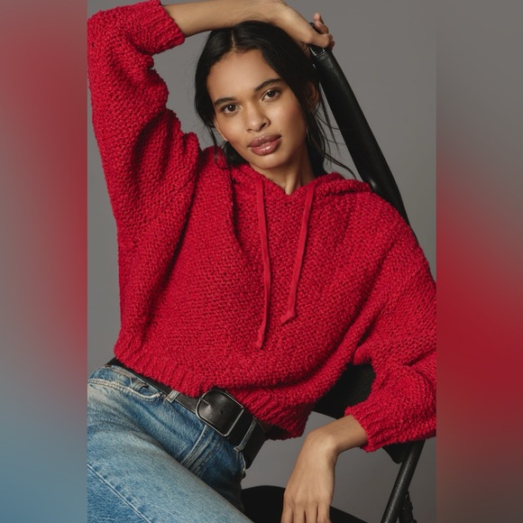 Anthropologie Pilcro Sailcloth Hooded Cropped Sweater - Picture 1 of 5